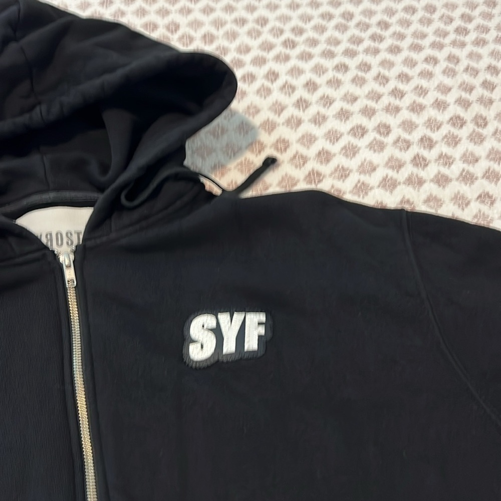 KROST Black Zip Up Hoodie XL Streetwear Minimalist Luxury Heavyweight Cotton SYF - Picture 11 of 17
